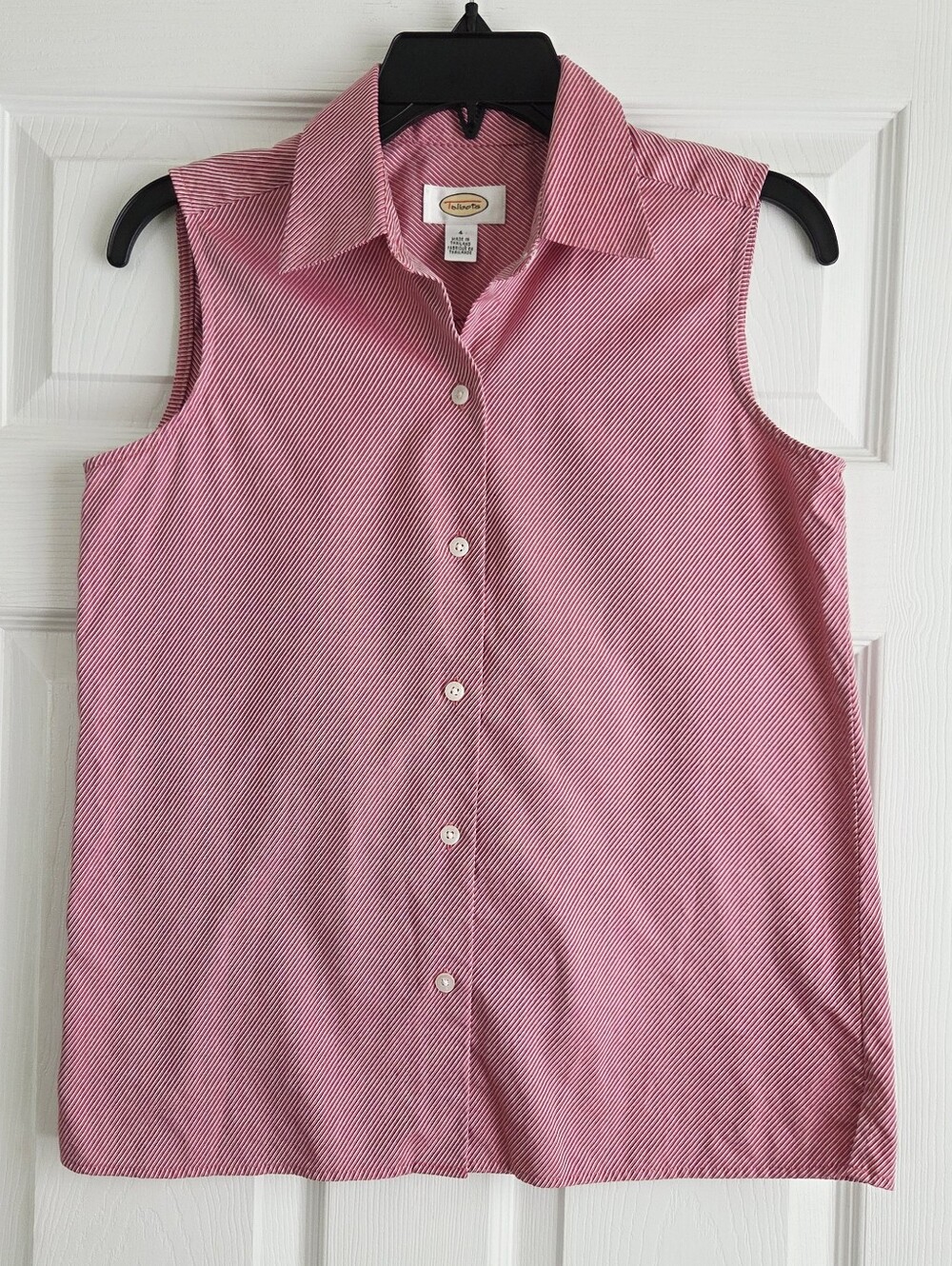 Talbots ✨️ Striped Cotton Sleeveless Button-Down Women's Shirt Size 4